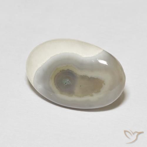 Ágata White Cream Natural 11.57ct, oval, Opaco