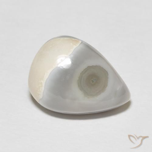Ágata branco quente Natural 8.53ct, Formato de pêra, Opaco