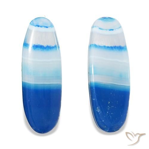 Pedras preciosas de Ágata Multicolor azul natural de 31.70 ct, Corte Oval, Transparente