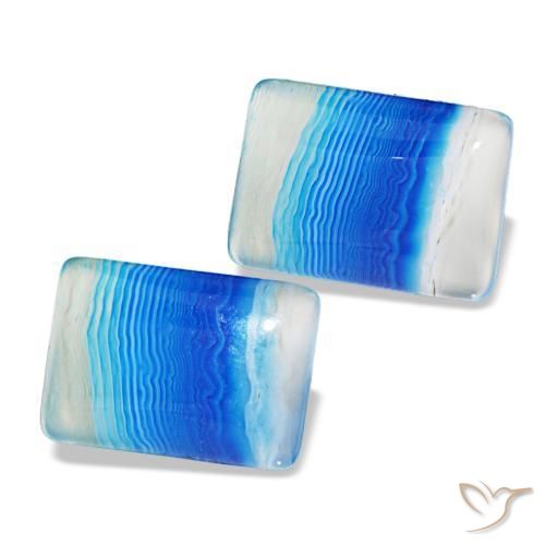 Pedras preciosas de Ágata Multicolor azul natural de 16.94 ct, baguete, Transparente