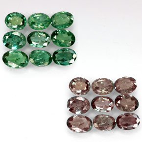 Pedras preciosas de Alexandrite Verde/Vermelho natural de  ct, Corte Oval, VS