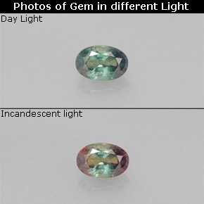 Alexandrita multicolorido natural 0,23ct, corte oval, VS