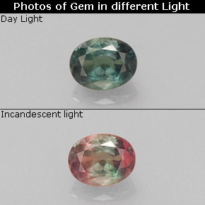 Alexandrita multicolorido natural 0,23ct, corte oval, VS