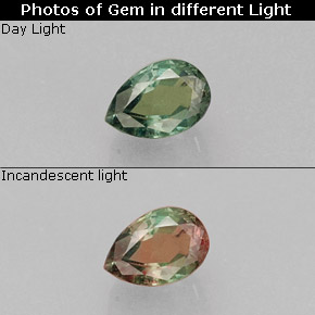 Alexandrita multicolorido natural 0,27ct, formato de pêra, VS