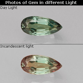 Alexandrita multicolorido natural 0,33ct, formato de pêra, VS
