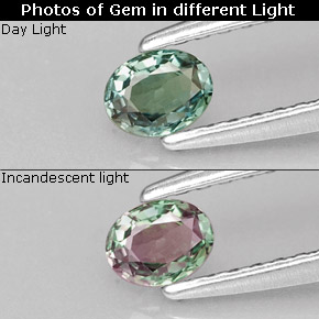 Alexandrita multicolorido natural 0,19ct, corte oval, VVS-VS