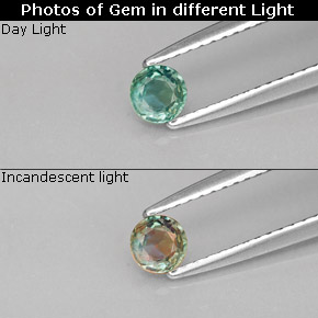 Alexandrite Verde/Vermelho Natural 0.27ct, Corte Redondo, VVS-VS