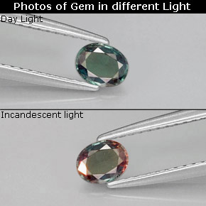 Alexandrita multicolorido natural 0,34ct, corte oval, VVS-VS