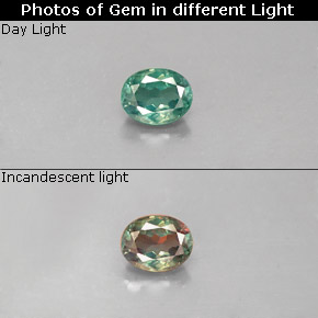 Alexandrite Verde/Vermelho Natural 0.38ct, Corte Oval, VVS-VS