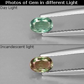 Alexandrita multicolorido natural 0,46ct, corte oval, VVS-VS