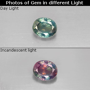 Alexandrita multicolorido natural 0,33ct, corte oval, VVS-VS