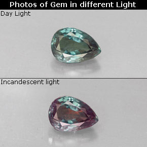 Alexandrite Verde/Vermelho Natural 0.45ct, Formato de pêra, VS