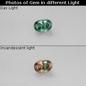 Alexandrita multicolorido natural 0,33ct, corte oval, VVS-VS
