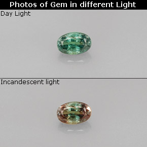 Alexandrita multicolorido natural 0,37ct, corte oval, VS