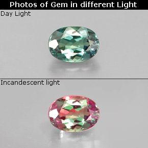 Alexandrita multicolorido natural 0,33ct, corte oval, VVS-VS