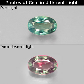 Alexandrita multicolorido natural 0,32ct, corte oval, VVS-VS