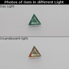 Alexandrita multicolorido natural 0,12ct, trillion, VS