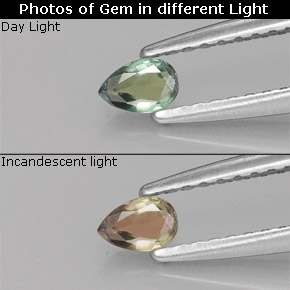 Alexandrita multicolorido natural 0,16ct, formato de pêra, VVS-VS