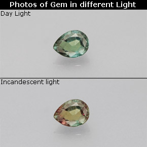Alexandrite Verde/Vermelho Natural 0.13ct, Formato de pêra, VVS-VS
