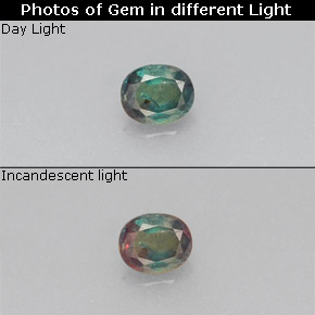 Alexandrita multicolorido natural 0,15ct, corte oval, VS