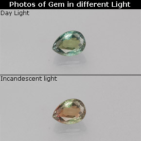 Alexandrita multicolorido natural 0,15ct, formato de pêra, VS