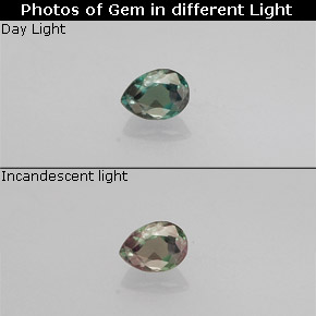 Alexandrita multicolorido natural 0,10ct, formato de pêra, VS