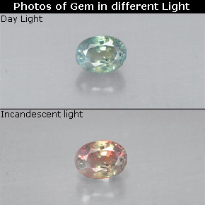 Alexandrita multicolorido natural 0,16ct, corte oval, VS