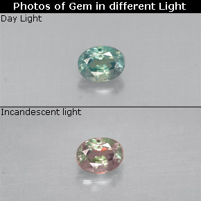 Alexandrita multicolorido natural 0,13ct, corte oval, VS