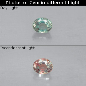 Alexandrita multicolorido natural 0,11ct, corte oval, VS
