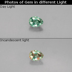 Alexandrite Verde/Vermelho Natural 0.14ct, Formato de pêra, VS