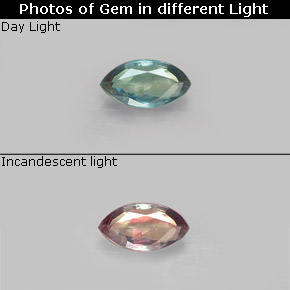 Alexandrita multicolorido natural 0,15ct, marquise, VS