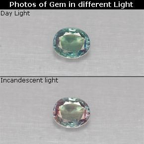 Alexandrita multicolorido natural 0,18ct, corte oval, VS