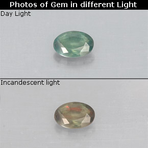 Alexandrite Verde/Vermelho Natural 0.15ct, Corte Oval, VS