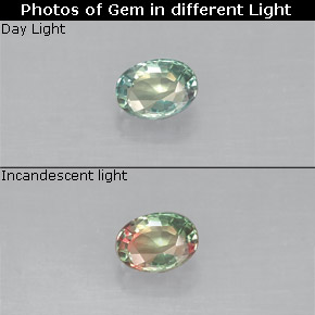Alexandrita multicolorido natural 0,17ct, corte oval, VS