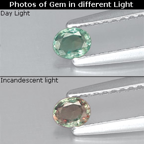 Alexandrita multicolorido natural 0,15ct, corte oval, VS