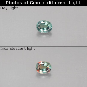 Alexandrita multicolorido natural 0,13ct, corte oval, VS
