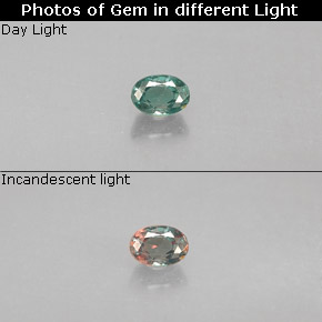 Alexandrita multicolorido natural 0,12ct, corte oval, VS