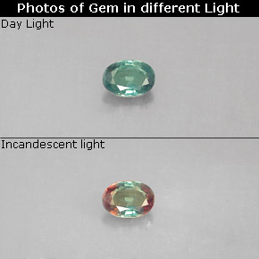 Alexandrita multicolorido natural 0,13ct, corte oval, VS