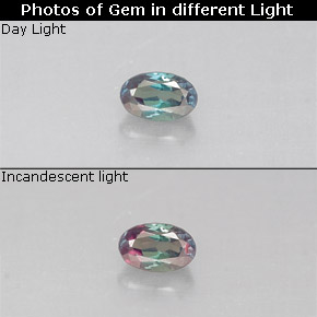 Alexandrita multicolorido natural 0,12ct, corte oval, VS