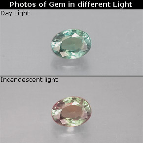 Alexandrita multicolorido natural 0,19ct, corte oval, VS