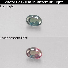 Alexandrita multicolorido natural 0,10ct, corte oval, VS