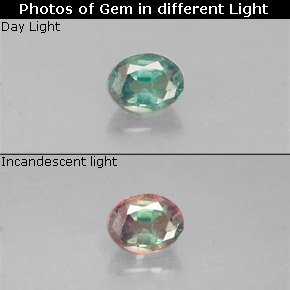 Alexandrita multicolorido natural 0,15ct, corte oval, VS