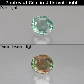 Alexandrita multicolorido natural 0,15ct, corte oval, VS