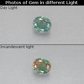 Alexandrita multicolorido natural 0,14ct, corte oval, VS