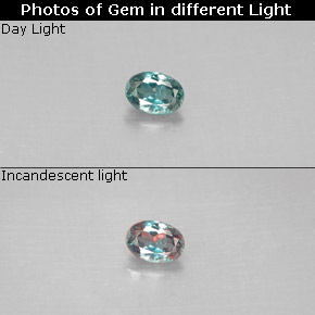 Alexandrita multicolorido natural 0,11ct, corte oval, VS