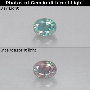 Alexandrita multicolorido natural 0,18ct, corte oval, VS