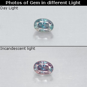 Alexandrita multicolorido natural 0,13ct, corte oval, VS