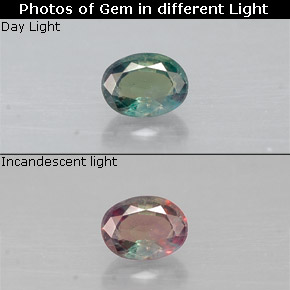 Alexandrita multicolorido natural 0,17ct, corte oval, VS