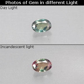 Alexandrita multicolorido natural 0,10ct, corte oval, VS