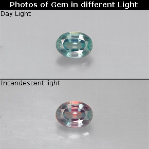 Alexandrita multicolorido natural 0,13ct, corte oval, VS